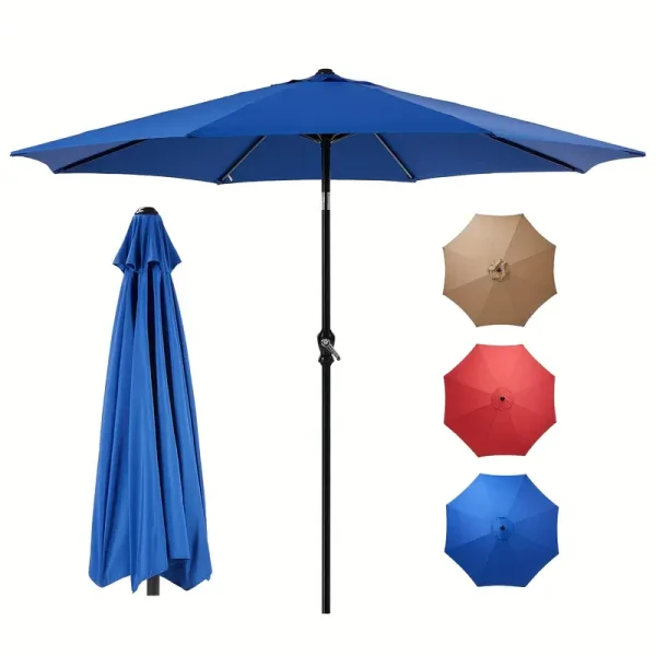 9ft Outdoor Umbrella, Patio Table Umbrella with Push Button Tilt and Crank, Pool Beach Patio Umbrella for Commercial and Residential Use with 8 Sturdy Ribs - Image 6