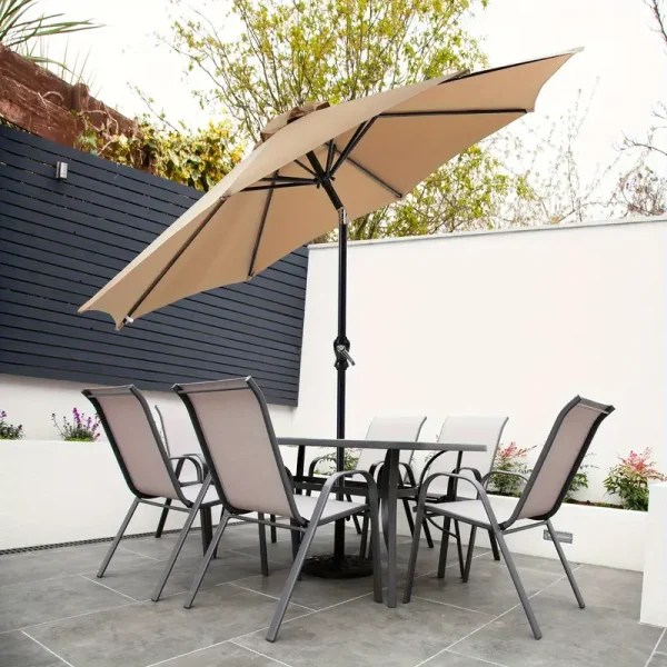 9ft Outdoor Umbrella, Patio Table Umbrella with Push Button Tilt and Crank, Pool Beach Patio Umbrella for Commercial and Residential Use with 8 Sturdy Ribs - Image 4