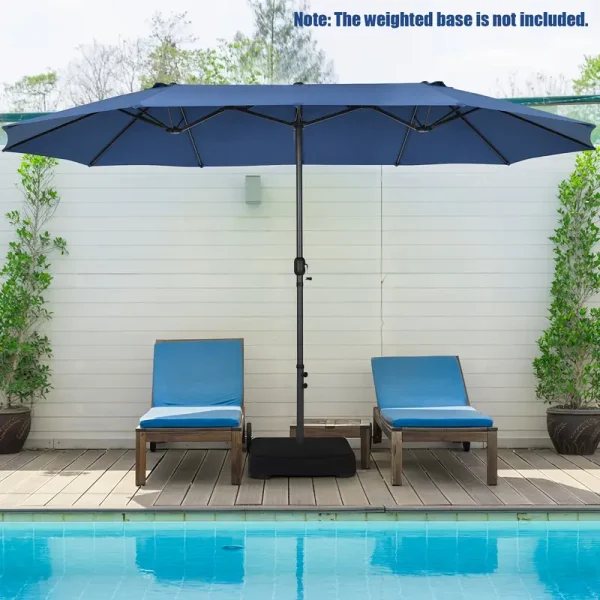 15 foot terrace double-sided umbrella, outdoor garden market umbrella with crank, sun umbrella, navy blue - Image 10