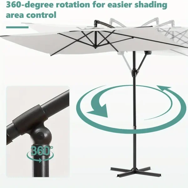 9' x 11.5' Patio Umbrella with Tilt Adjustment, Offset Hanging Market Polyester Curtain for Backyard, Poolside and Lawn - Image 3