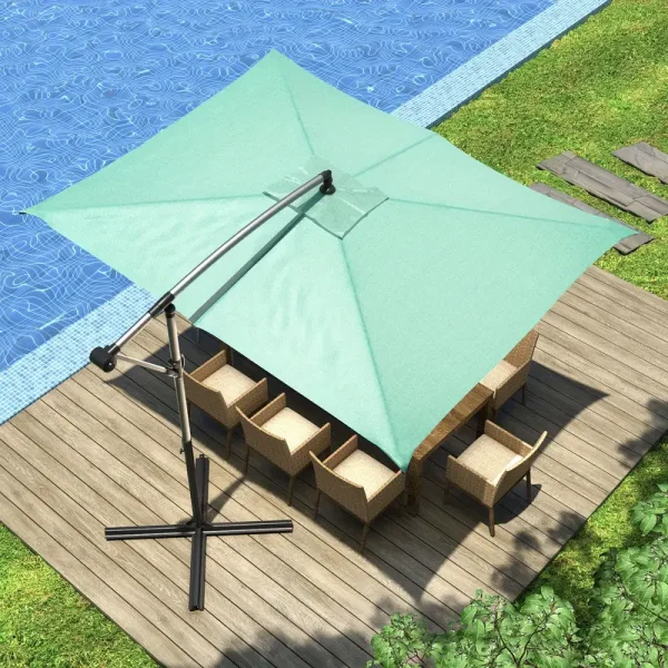 9' x 11.5' Patio Umbrella with Tilt Adjustment, Offset Hanging Market Polyester Curtain for Backyard, Poolside and Lawn