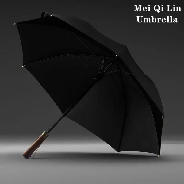 Straight handle umbrella, diameter 123 cm/48.4 inches, suitable for two people, personalized simple high-end business wooden handle, unisex windproof umbrella. - Image 2