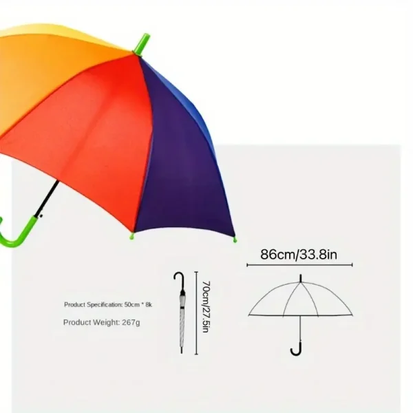 1pcs Vivid Rainbow Umbrella - Automatic opening, Waterproof and UV resistant (UPF>30), Durable 8-ribbon carbon fiber structure, High-density polyester valance in 7 colors, Wind and lightning resistant, suitable for all-weather use, Sun protection umbrella | Attractive accessory | Wind protection umbrella - Image 3