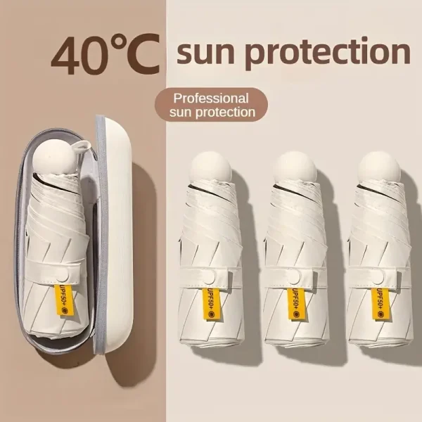 Capsule box pocket umbrella, UV protection, suitable for sunny and rainy days, portable, lightweight and compact