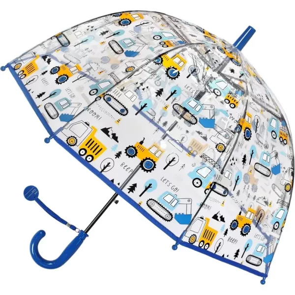 Youth Clear Bubble Umbrella - Windproof Safety Dome, 39" Canopy, Automatic Opening, Lightweight and Cute Design for Boys and Girls, Clear PVC with Playful Cartoon Animals and Raindrops - Image 2