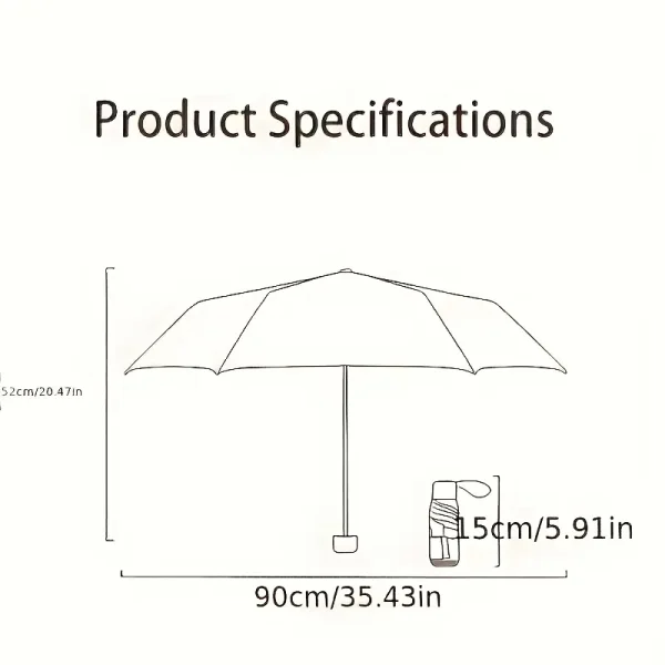 Compact 6-fold Mini Pocket Umbrella - Portable, Multi-color, Sun and Rainproof, Durable Rubber Canopy, Stylish and Simple Design - Image 3