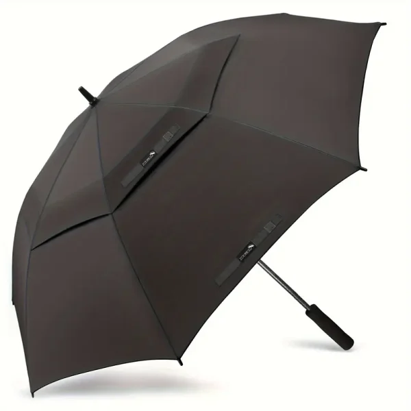 Classic Black Golf Umbrella - Large 8-rib windproof and waterproof manual umbrella for rain and sun protection with carbon fiber handle, fiberglass frame, impact-resistant cloth with vinyl coating for men and women - Perfect for Valentine's Day, Easter, Independence Day, Ramadan and Christmas - Image 3