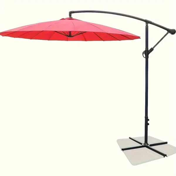 9-foot offset suspended market terrace sunshade with easy tilt adjustment function, suitable for backyard, poolside, lawn and garden, red