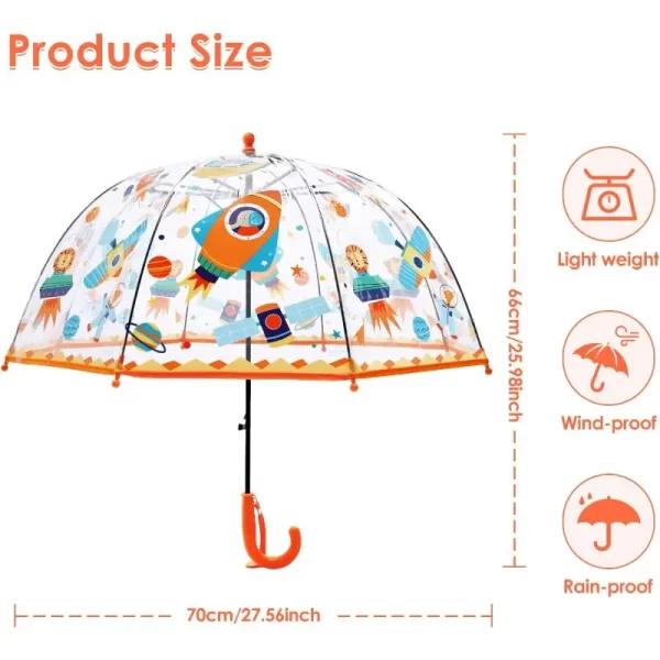 Outdoor Adventure, Children's Windproof Clear Bubble Umbrella with Easy-Grip Handle - Durable, Rain or Sun, Suitable for Boys and Girls - Image 3