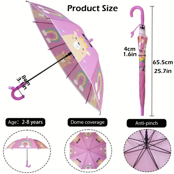 Youth Windproof Umbrella - Cute rainbow and cloud design, UV protection, lightweight and portable for travel, durable 8-bar frame, manual opening, waterproof fabric - Image 3