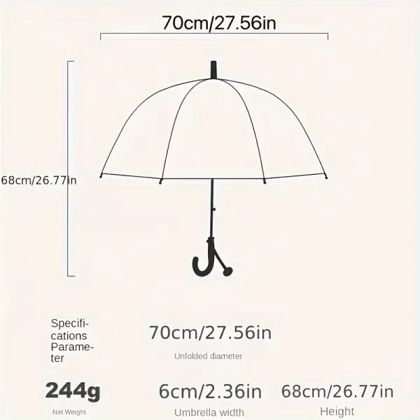 Transparent J-Shaped Handle Automatic Opening and Closing Stick Umbrella, Waterproof and Windproof 8 Rib Straight Umbrella - Image 3