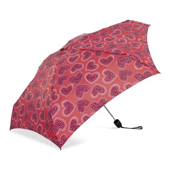 Mini Manual Heart Shape Dot Umbrella UPF 50