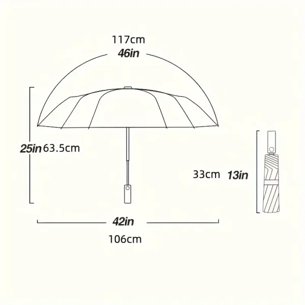 1pc automatic umbrella, reinforced 60 bone umbrella, men's business sturdy and durable windproof umbrella, anti-ultraviolet sun umbrella women's sunny and rainy dual-use sun umbrella - Image 3